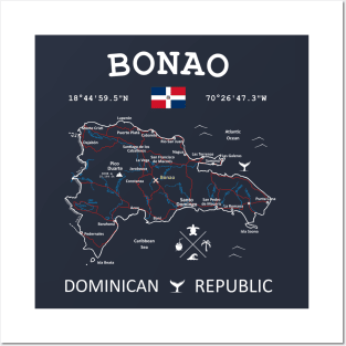 Bonao Dominican Republic Map Posters and Art